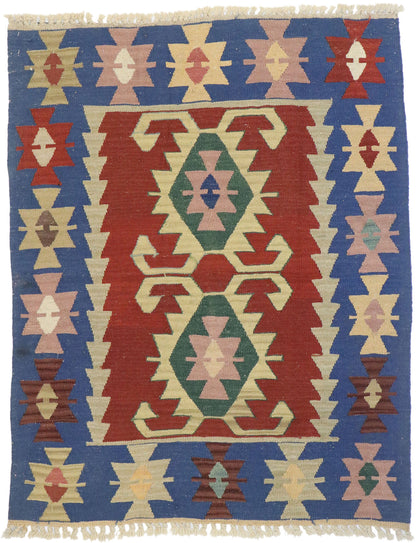 3 x 4 Vintage Persian Shiraz Kilim Rug 77845