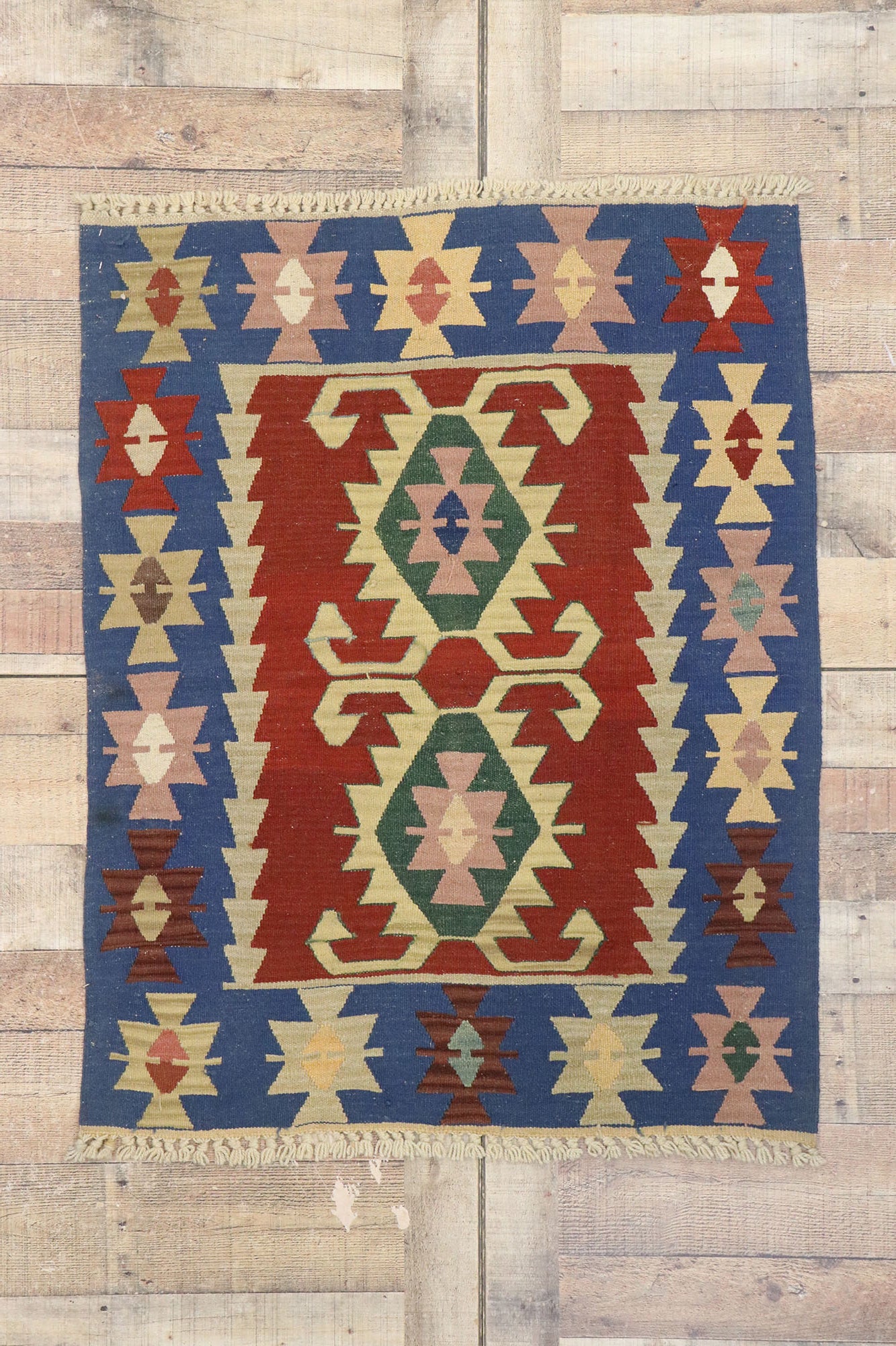 3 x 4 Vintage Persian Shiraz Kilim Rug 77845
