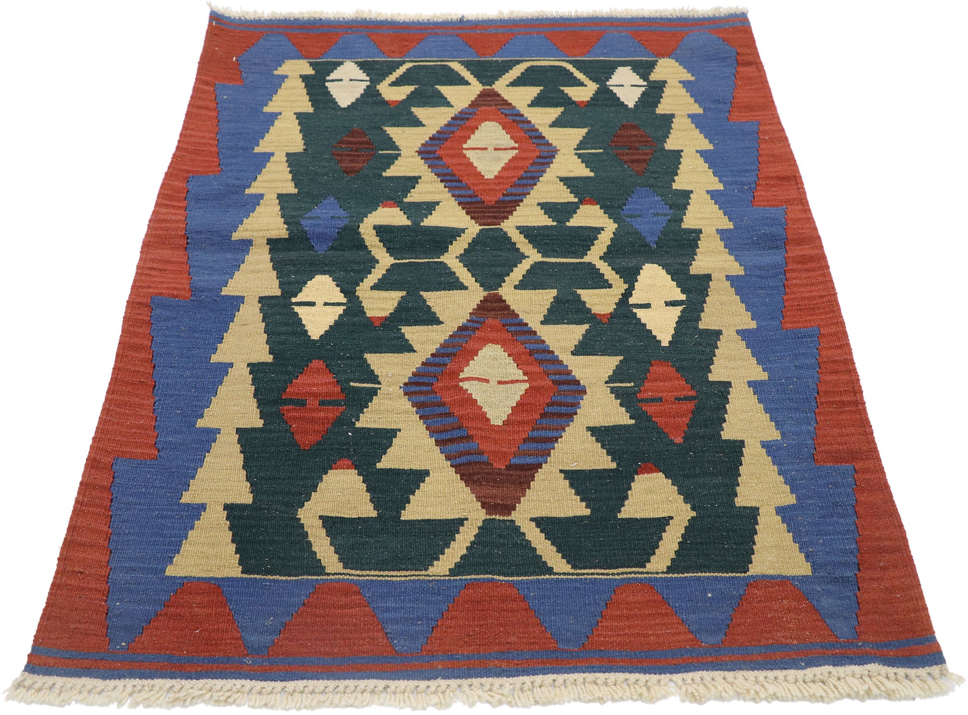3 x 4 Vintage Persian Shiraz Kilim Rug 77848