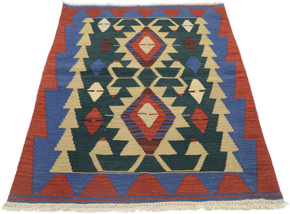 3 x 4 Vintage Persian Shiraz Kilim Rug 77848