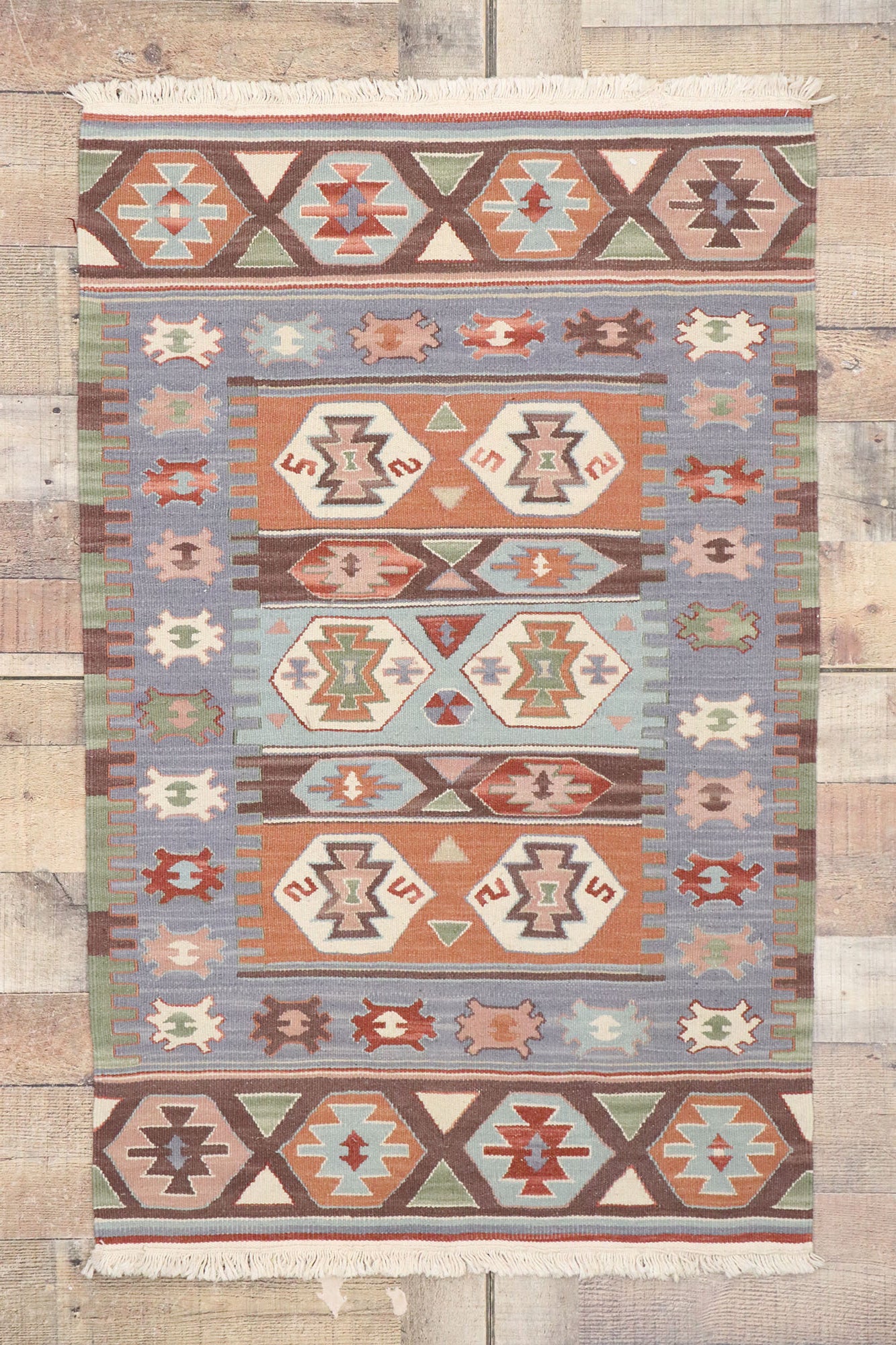 3 x 4 Vintage Persian Shiraz Kilim Rug 77852
