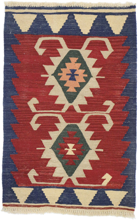 2 x 3 Vintage Persian Shiraz Kilim Rug 77858