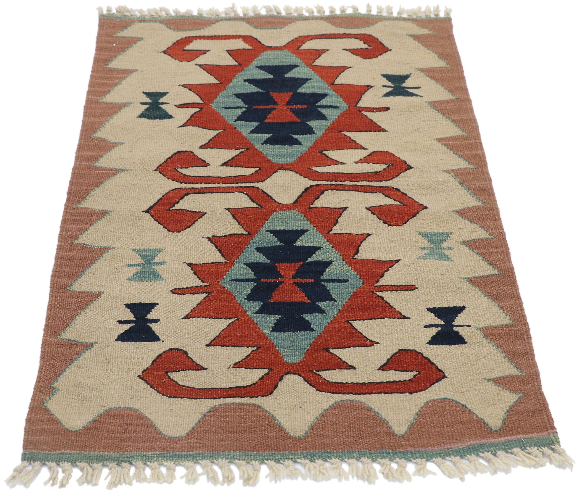 2 x 3 Vintage Persian Shiraz Kilim Rug 77859