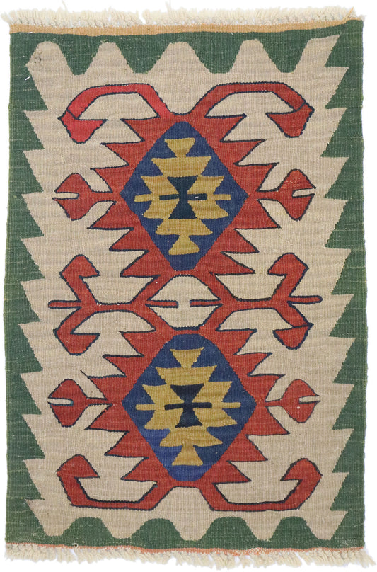 2 x 3 Vintage Persian Shiraz Kilim Rug 77875