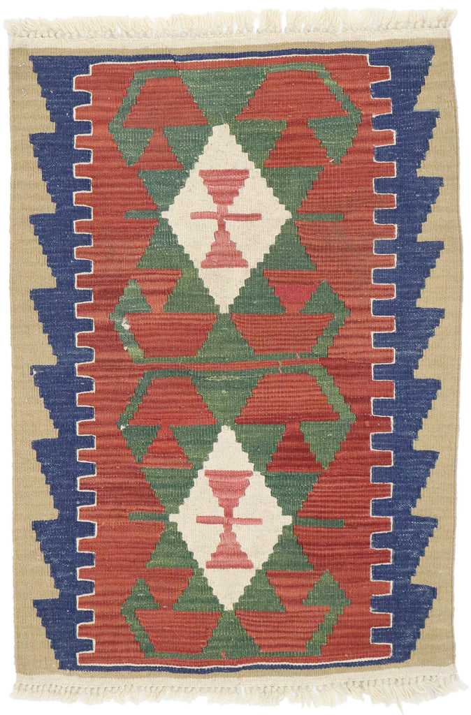 2 x 3 Vintage Persian Shiraz Kilim Rug 77881