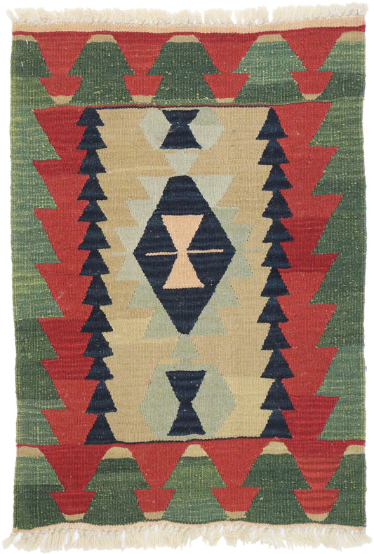 2 x 3 Vintage Persian Shiraz Kilim Rug 77884