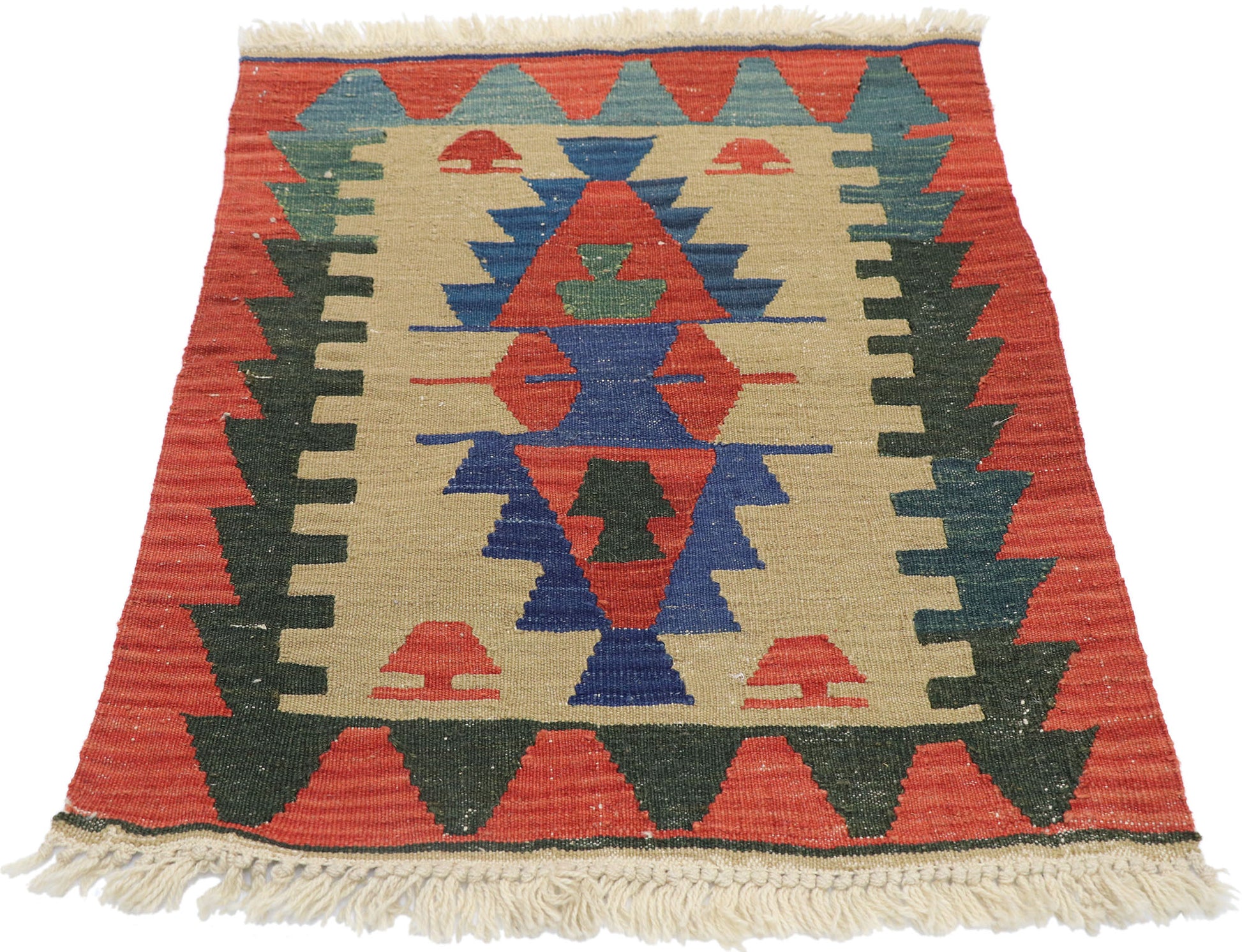 2 x 3 Vintage Persian Shiraz Kilim Rug 77887