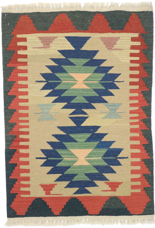 2 x 3 Vintage Persian Shiraz Kilim Rug 77888