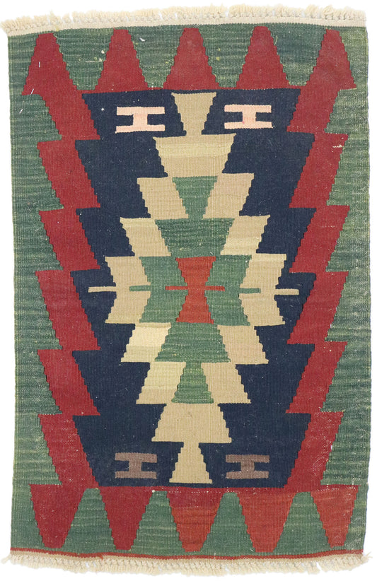 2 x 3 Vintage Persian Shiraz Kilim Rug 77890