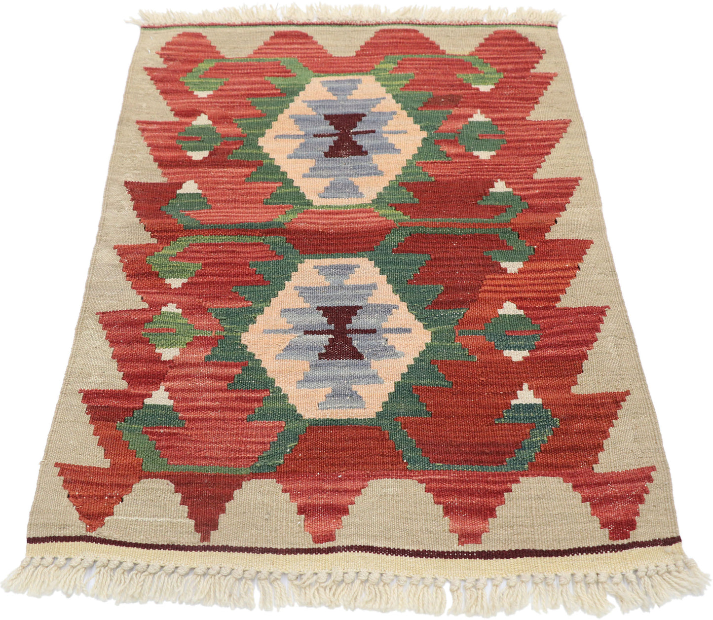 2 x 3 Vintage Persian Shiraz Kilim Rug 77892