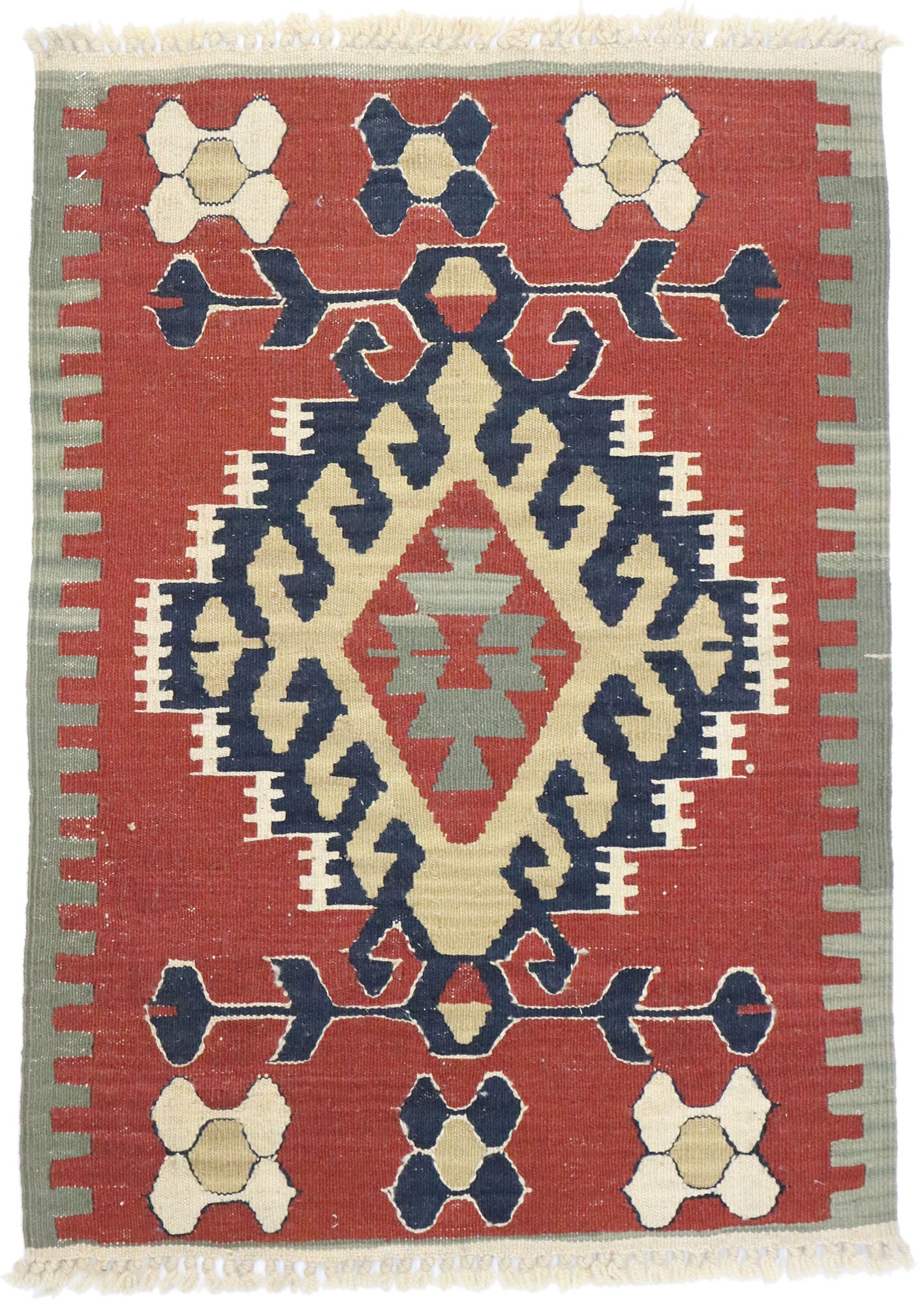 2 x 3 Vintage Persian Shiraz Kilim Rug 77894