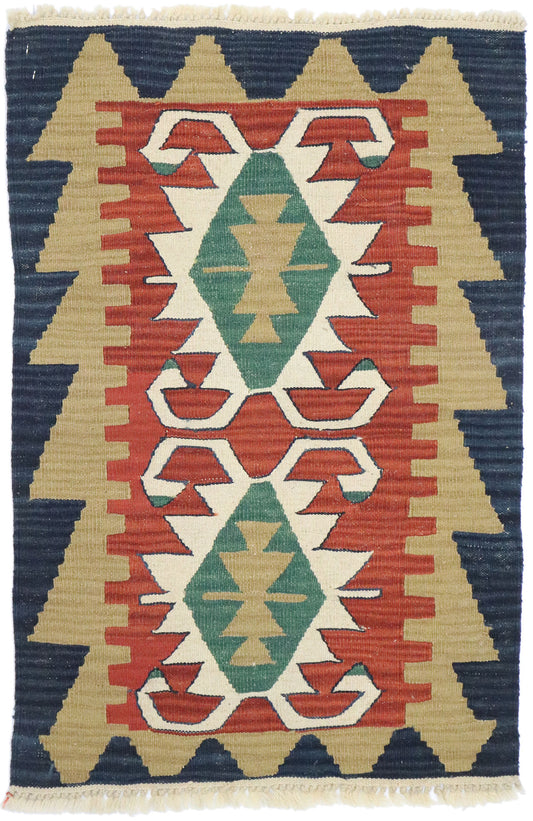 2 x 3 Vintage Persian Shiraz Kilim Rug 77903