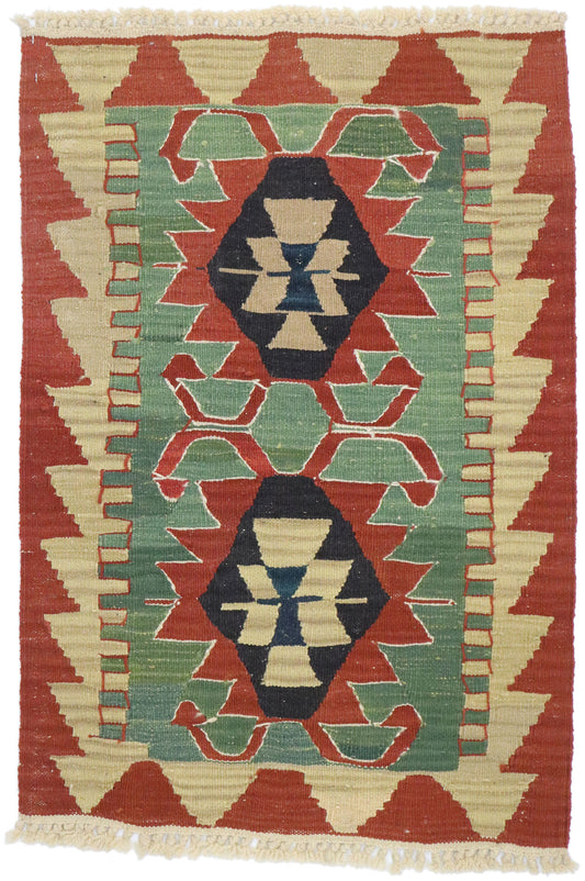 2 x 3 Vintage Persian Shiraz Kilim Rug 77904