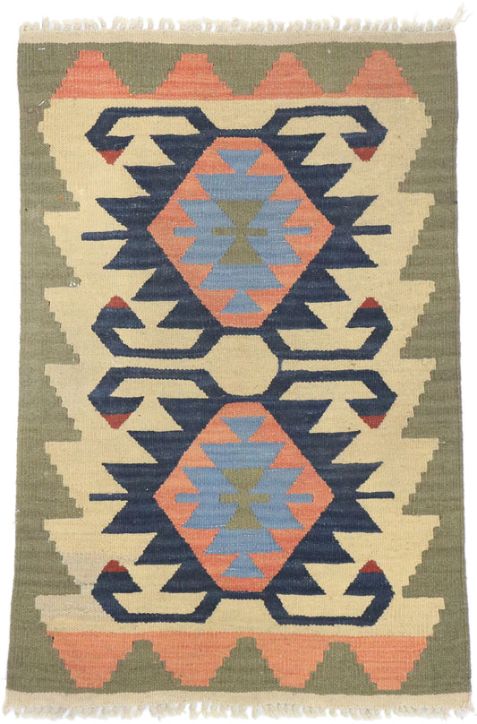 2 x 3 Vintage Persian Shiraz Kilim Rug 77905