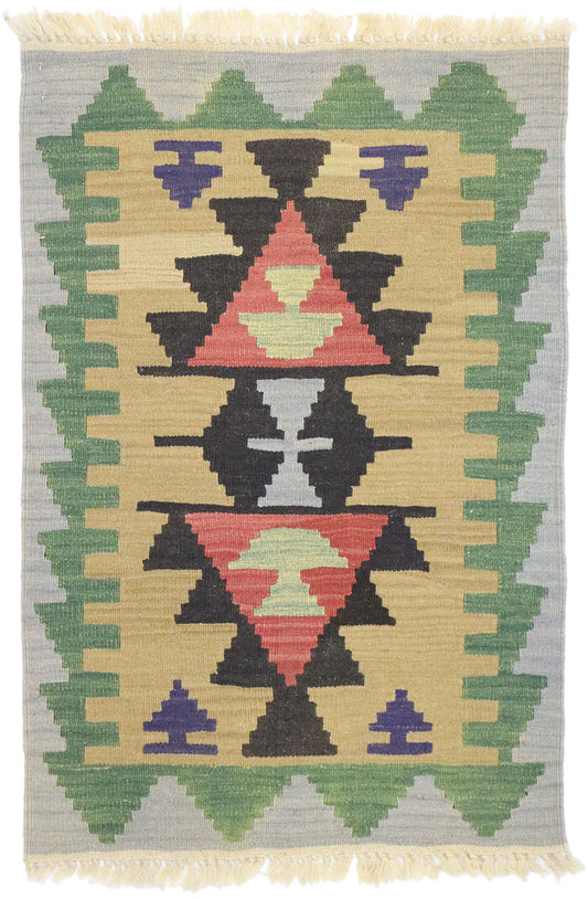 2 x 3 Vintage Persian Shiraz Kilim Rug 77906