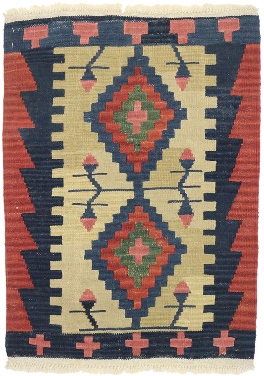 2 x 3 Vintage Persian Shiraz Kilim Rug 77909