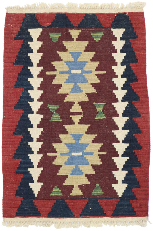 2 x 3 Vintage Persian Shiraz Kilim Rug 77910