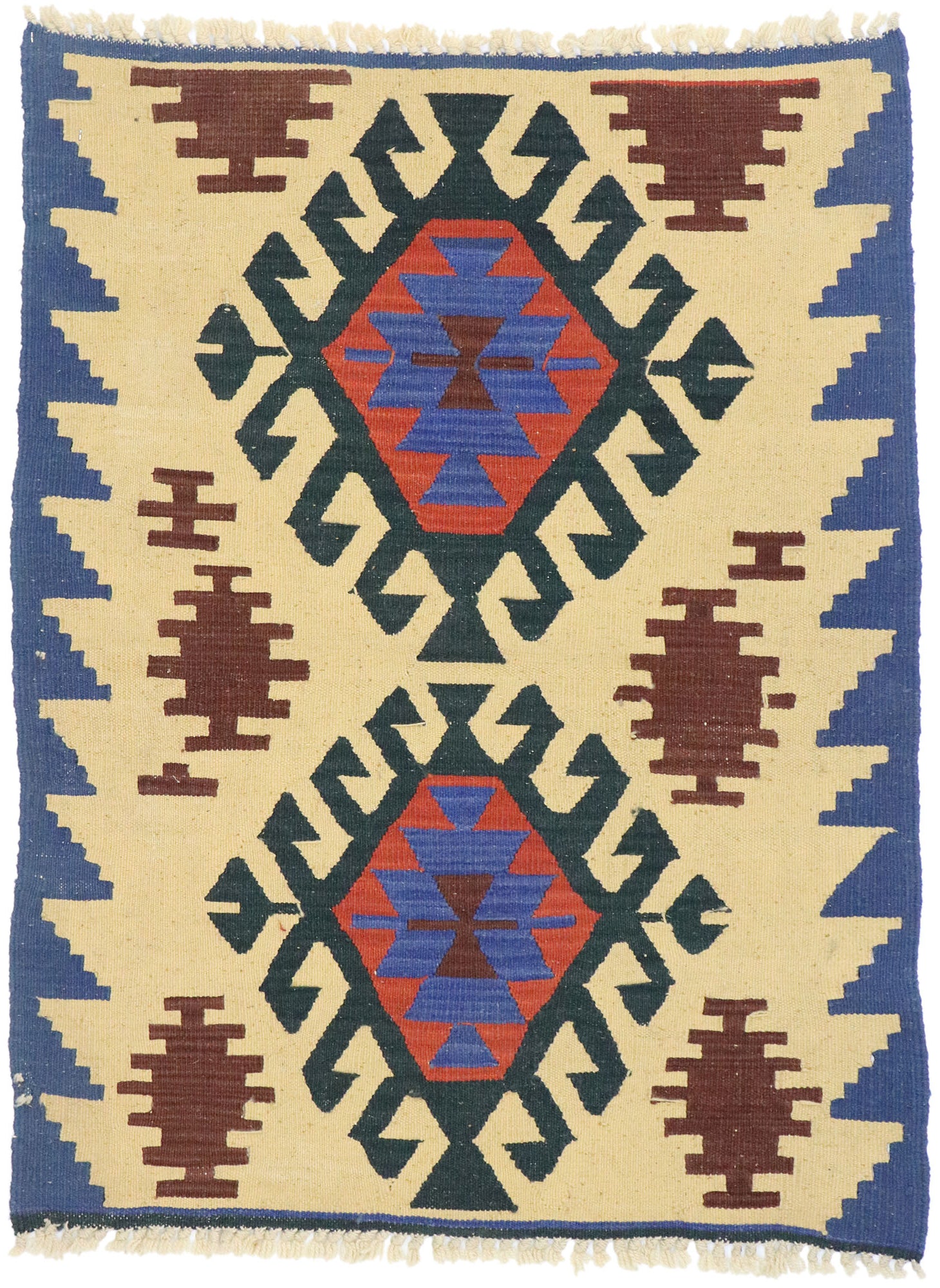 2 x 4 Vintage Persian Shiraz Kilim Rug 77915