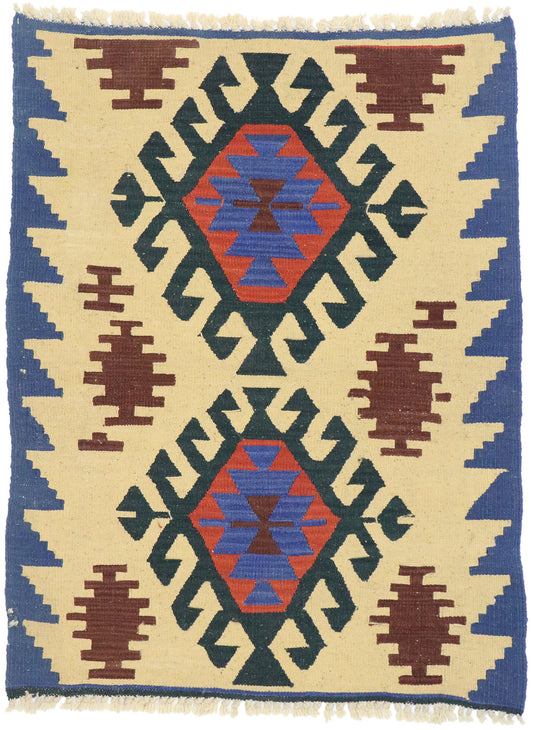 2 x 4 Vintage Persian Shiraz Kilim Rug 77915