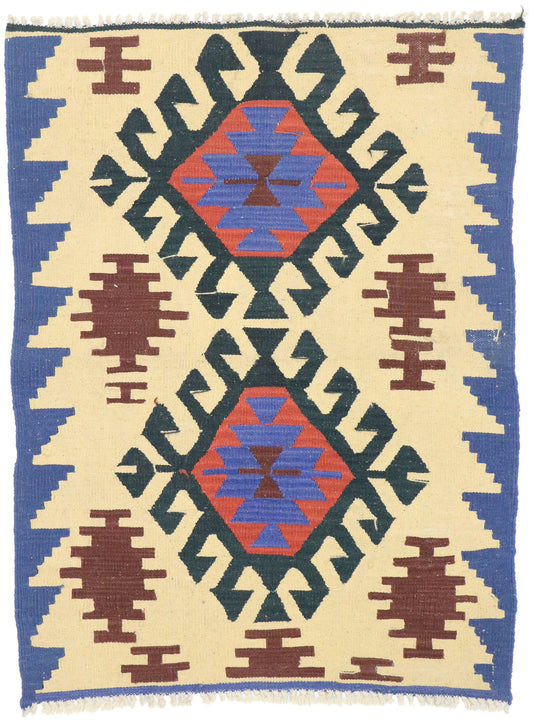 3 x 4 Vintage Persian Shiraz Kilim Rug 77916
