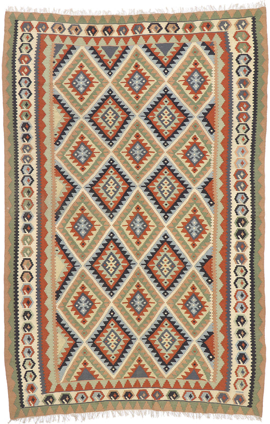 7 x 10 Vintage Persian Shiraz Kilim Rug 77919