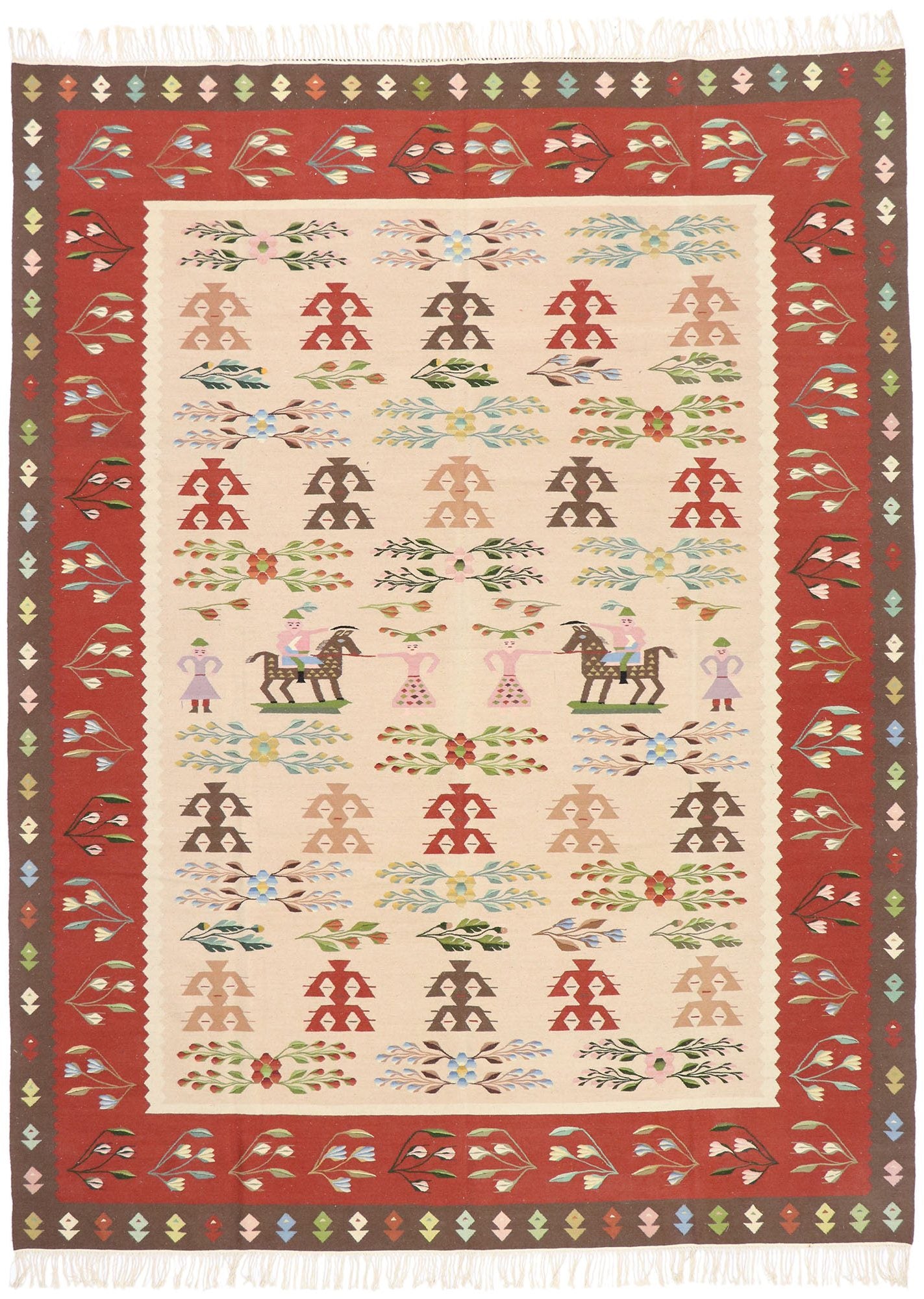9 x 12 Vintage Oltenian Romanian Kilim Rug 77920