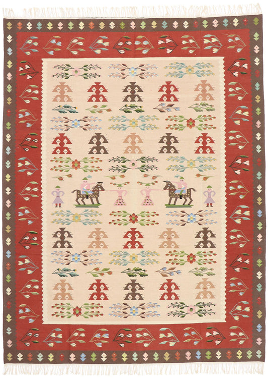 9 x 12 Vintage Oltenian Romanian Kilim Rug 77920