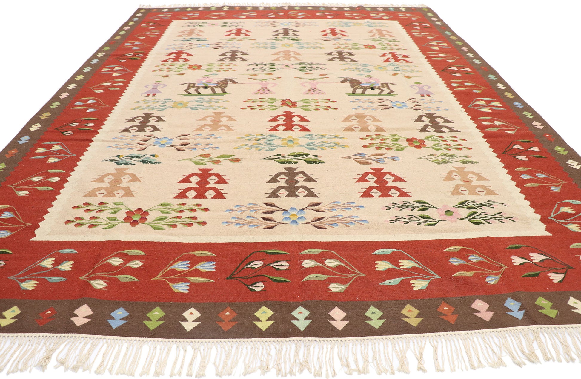 9 x 12 Vintage Oltenian Romanian Kilim Rug 77920