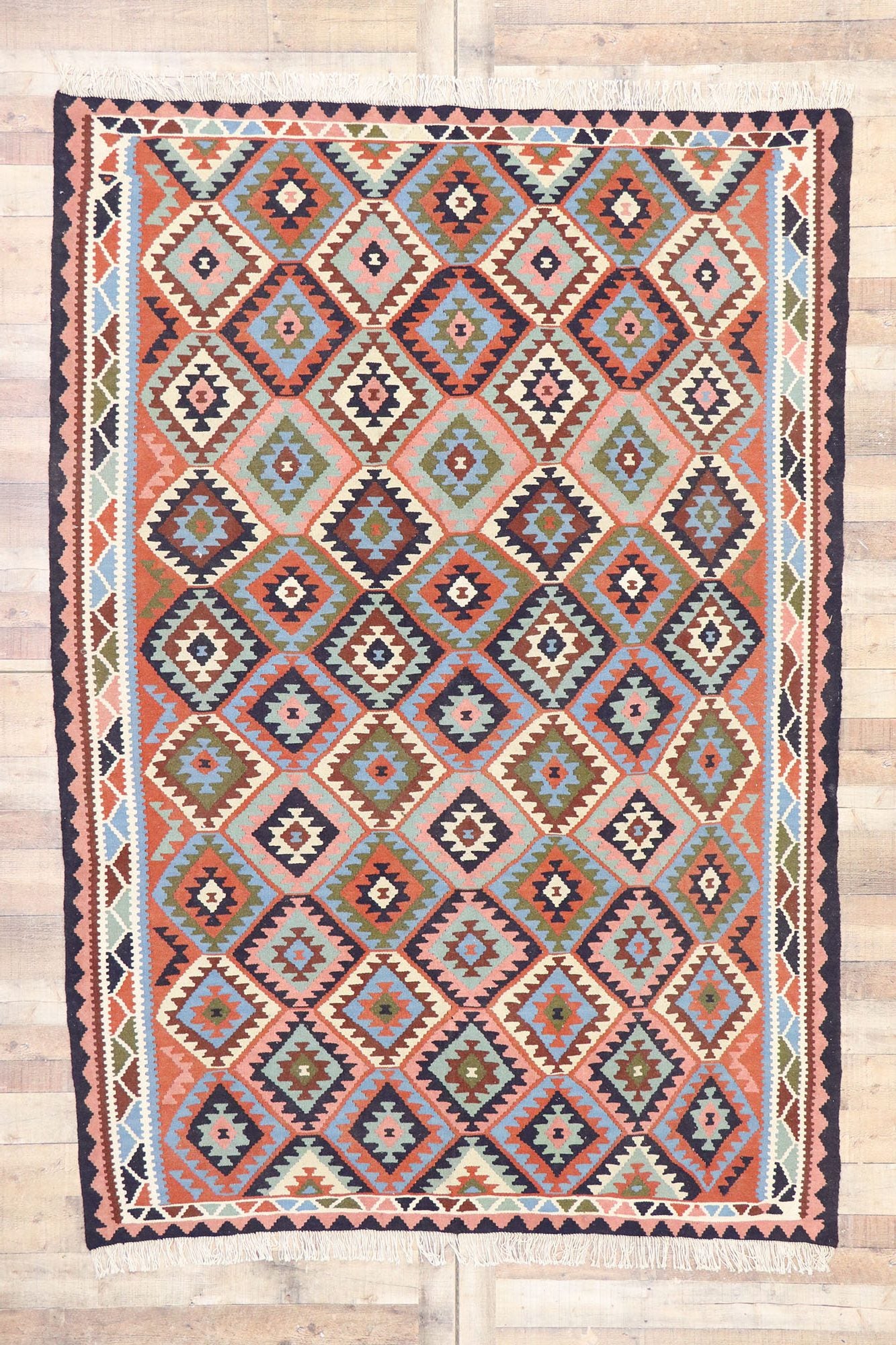7 x 9 Vintage Persian Shiraz Kilim Rug 77923