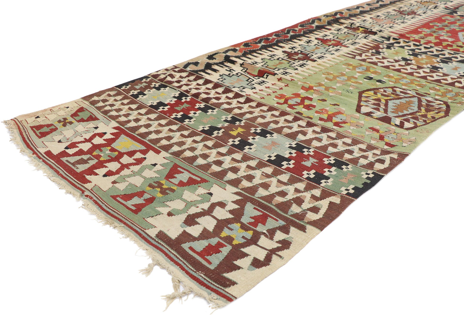 3 x 10 Vintage Persian Shiraz Kilim Runner 77924