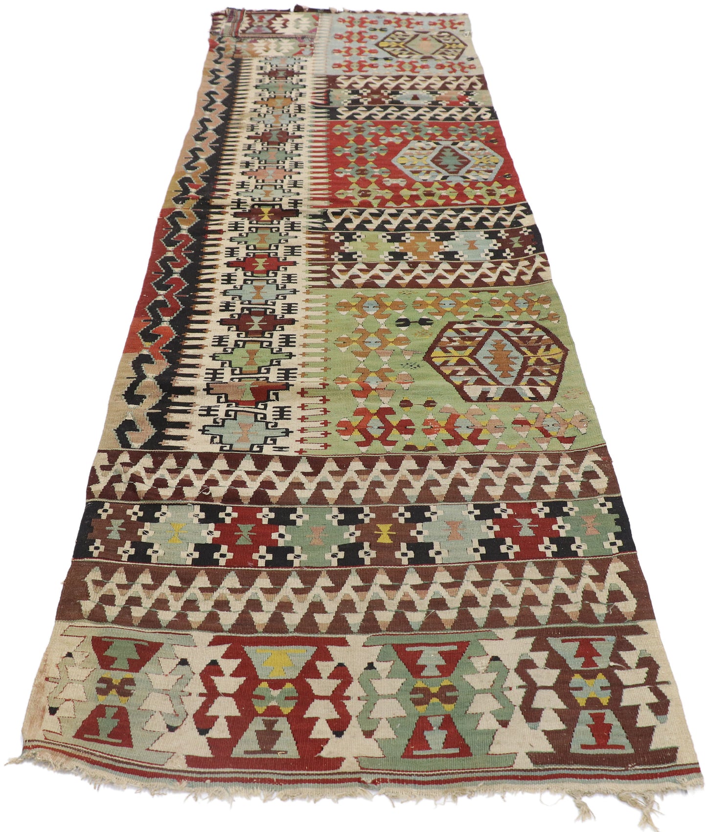 3 x 10 Vintage Persian Shiraz Kilim Runner 77924