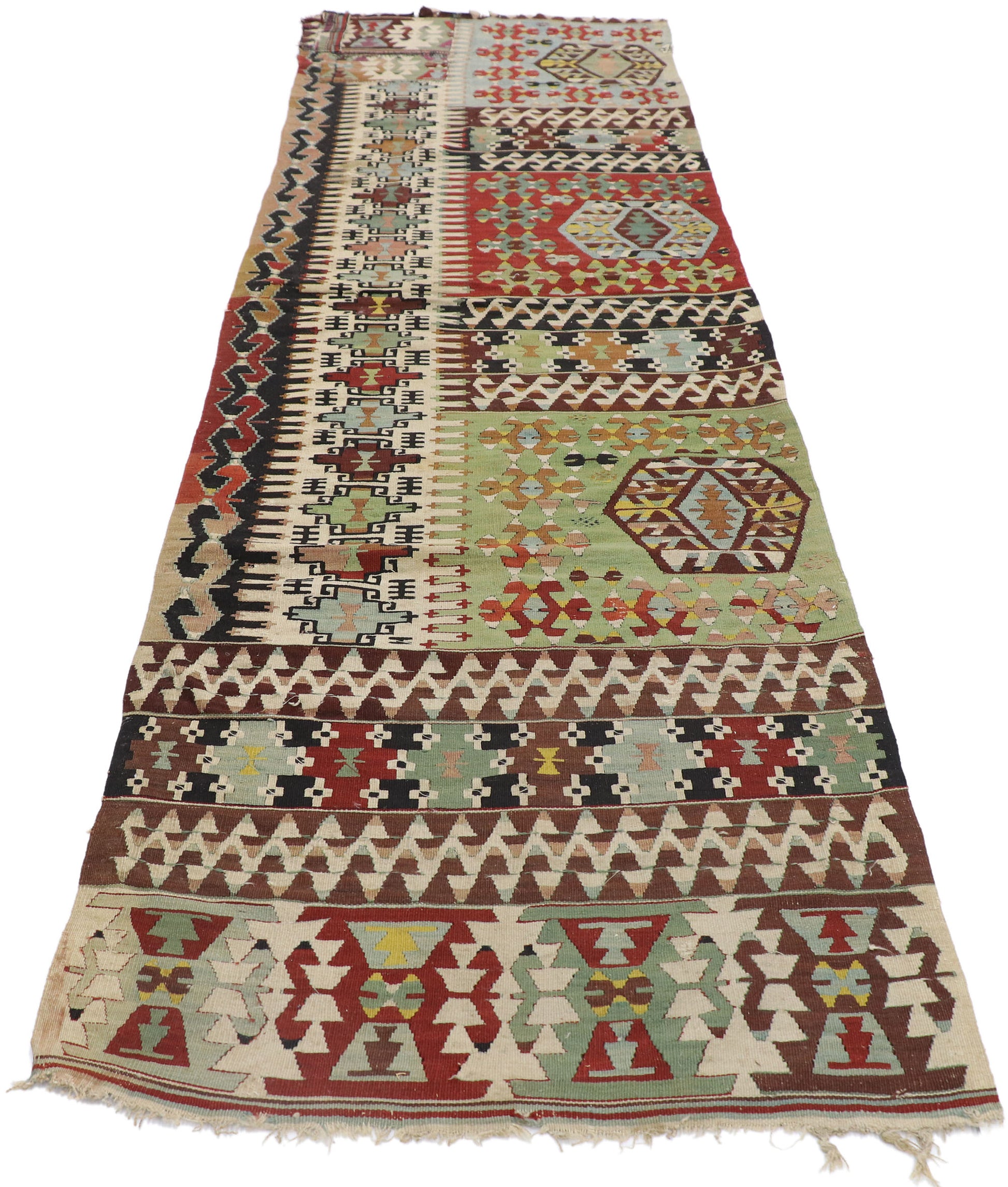 3 x 10 Vintage Persian Shiraz Kilim Runner 77924