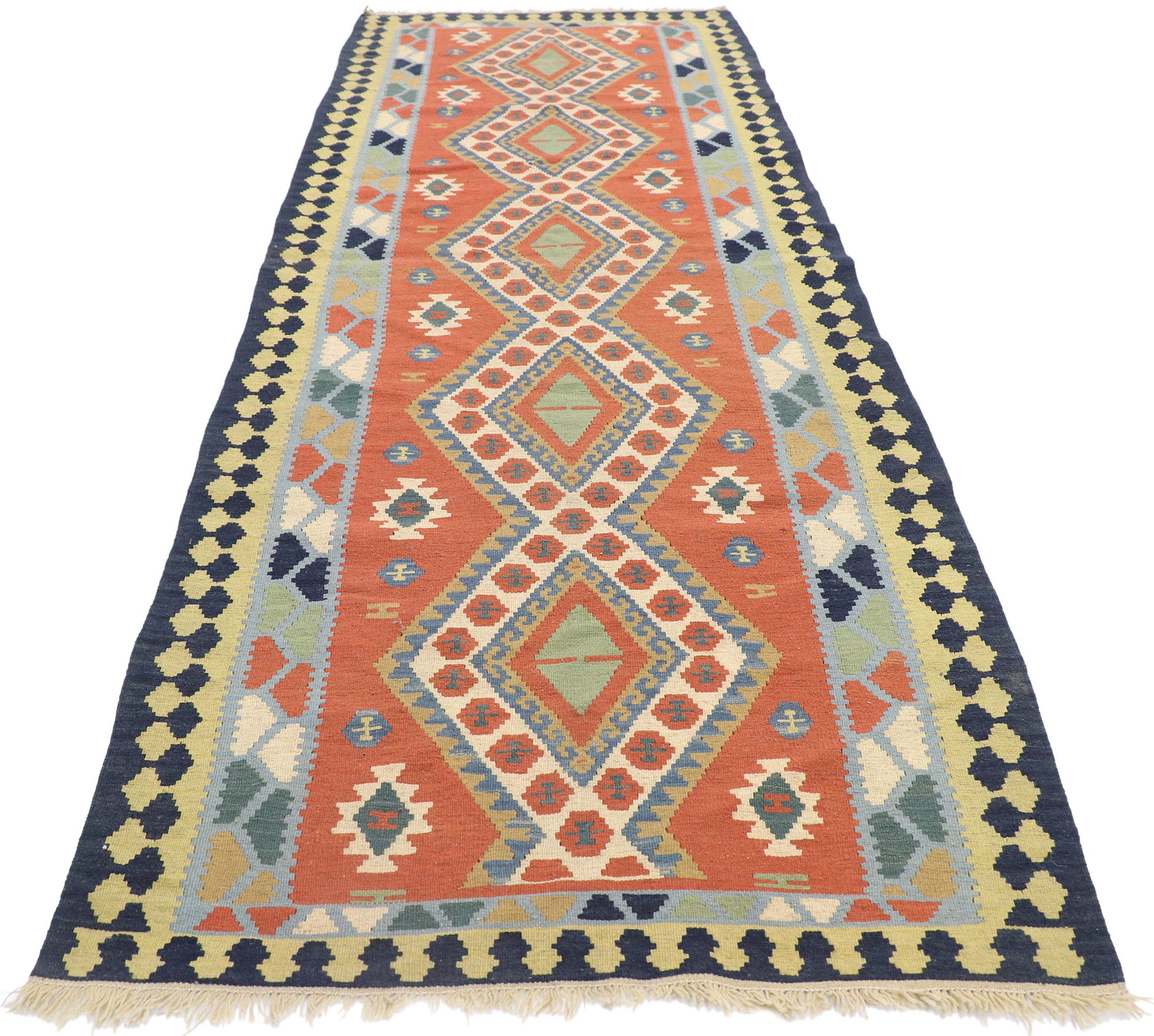 4 x 10 Vintage Persian Shiraz Kilim Rug 77925