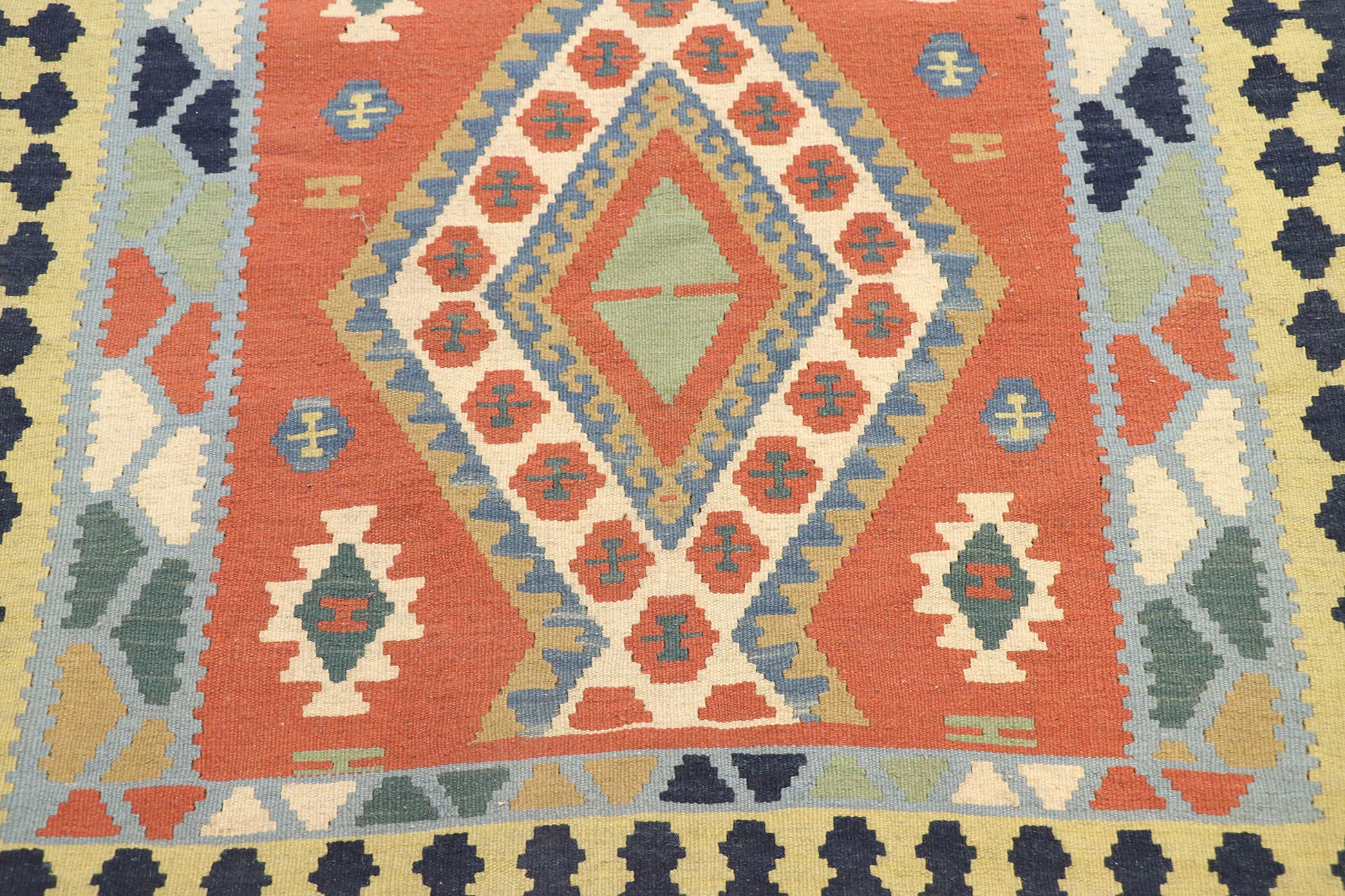 4 x 10 Vintage Persian Shiraz Kilim Rug 77925