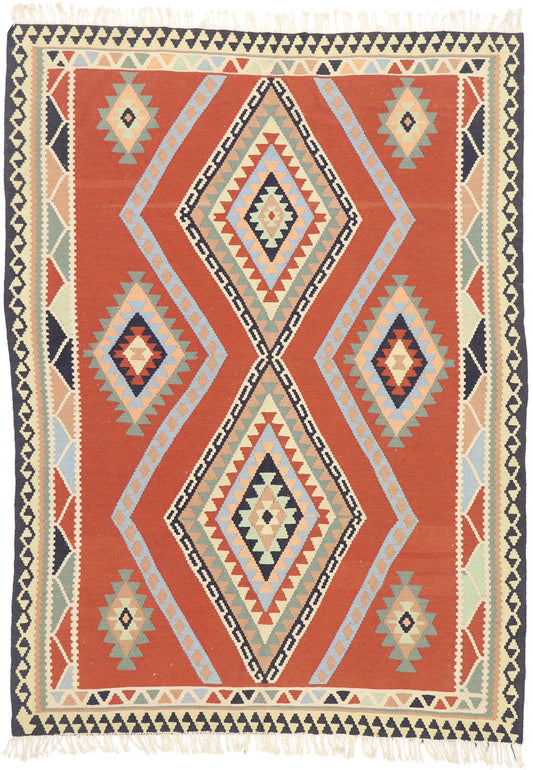 6 x 8 Vintage Persian Shiraz Kilim Rug 77926