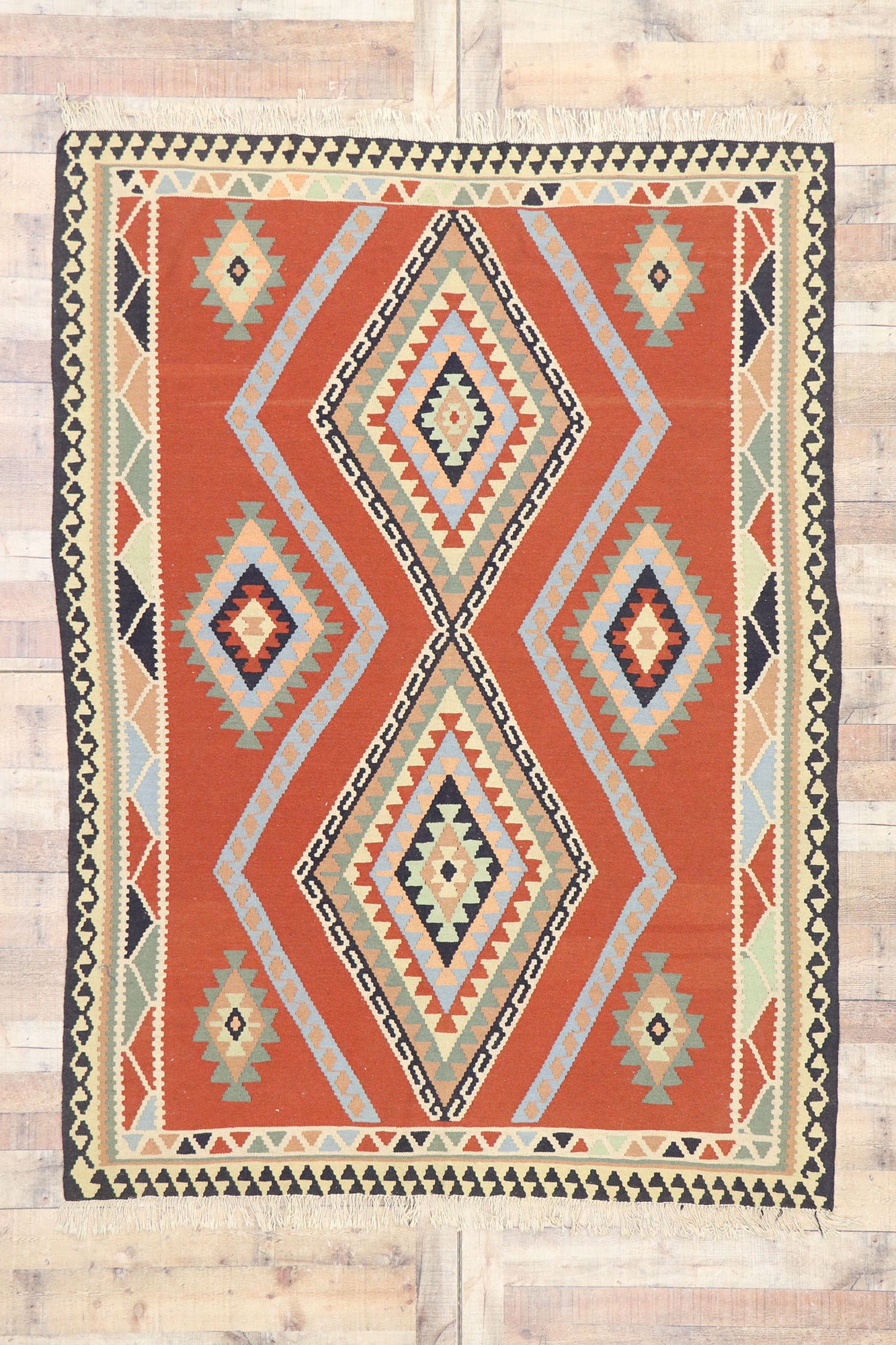 6 x 8 Vintage Persian Shiraz Kilim Rug 77926