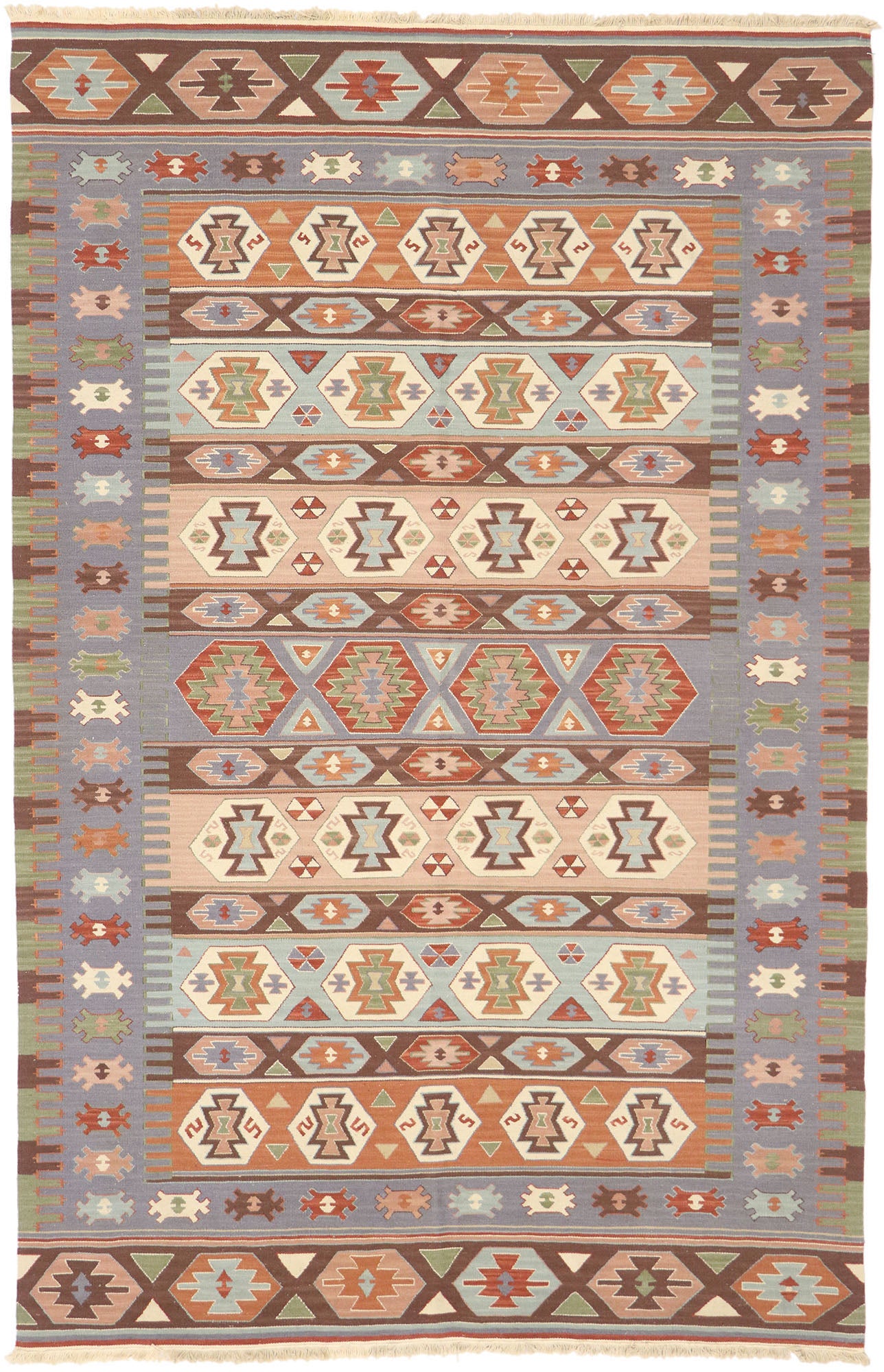 6 x 9 Vintage Persian Shiraz Kilim Rug 77931