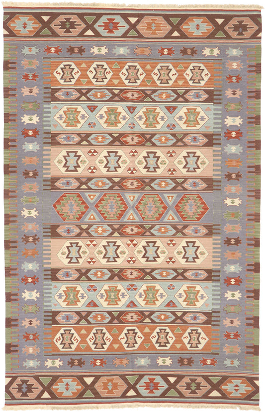 6 x 9 Vintage Persian Shiraz Kilim Rug 77931