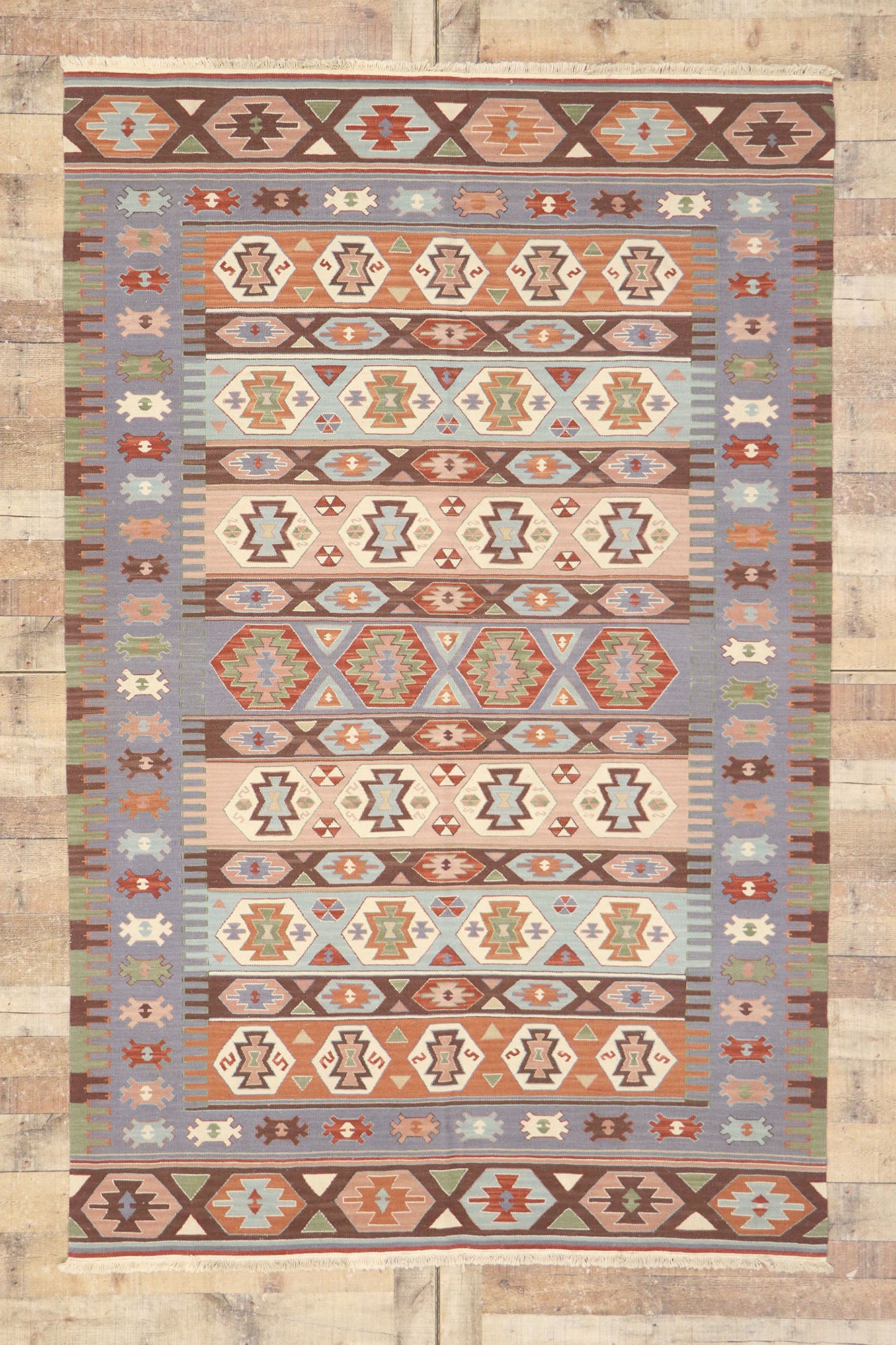 6 x 9 Vintage Persian Shiraz Kilim Rug 77931