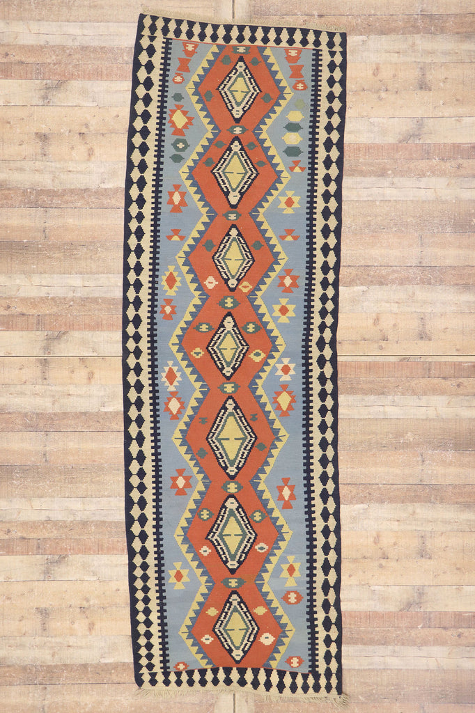 4 x 11 Vintage Persian Shiraz Kilim Runner 77933