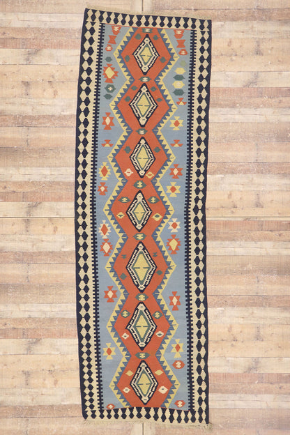 4 x 11 Vintage Persian Shiraz Kilim Runner 77933