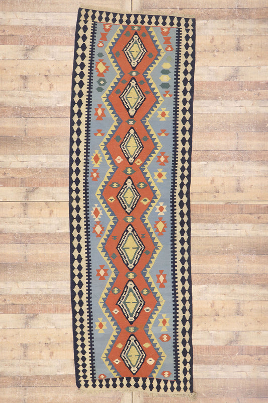4 x 11 Vintage Persian Shiraz Kilim Runner 77933