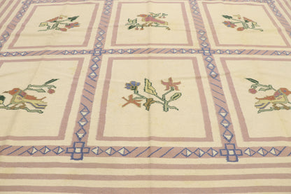 9 x 12 Vintage Oltenian Romanian Floral Kilim Rug 77938