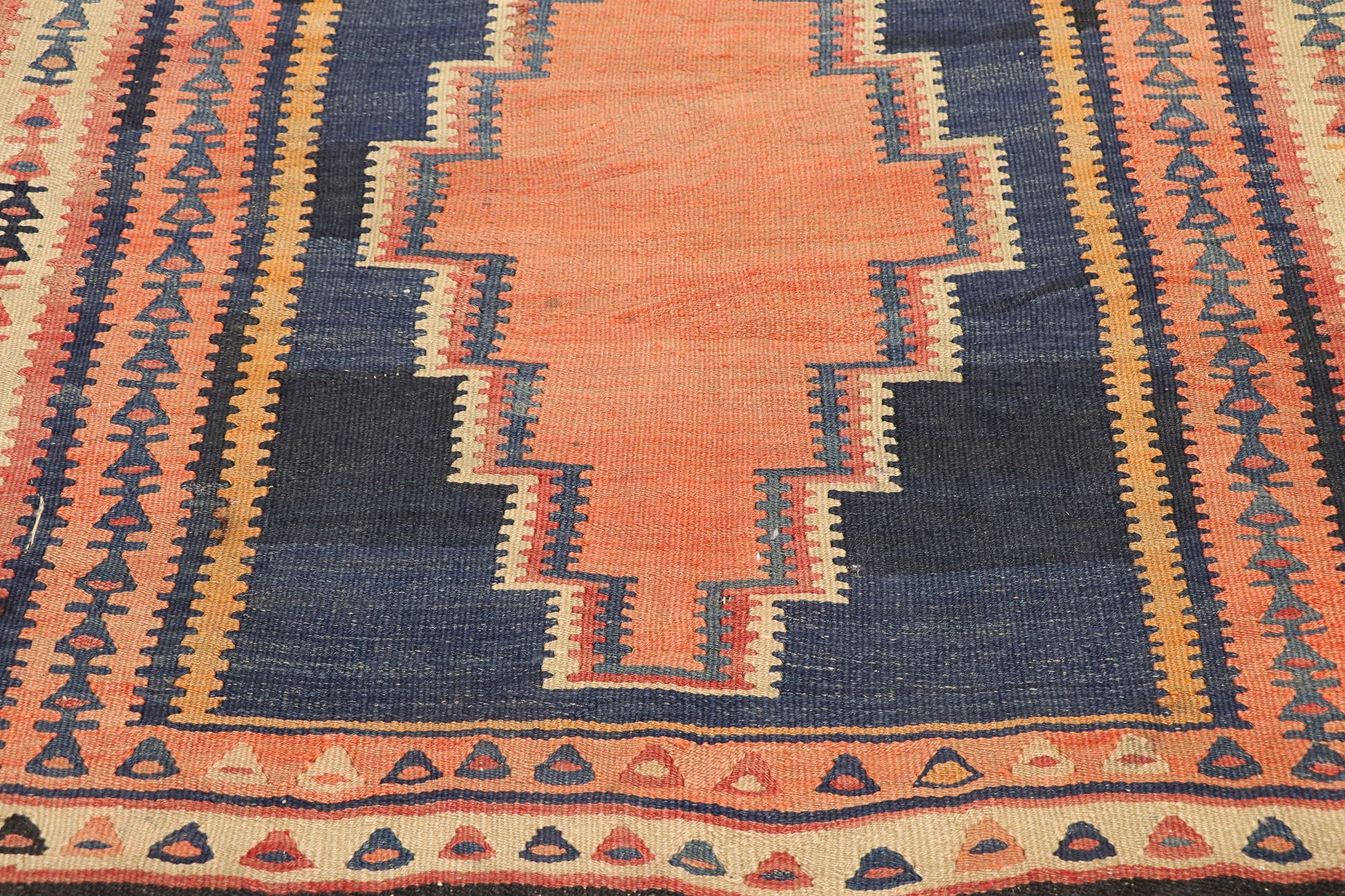 4 x 10 Vintage Persian Bijar Kilim Rug 77942