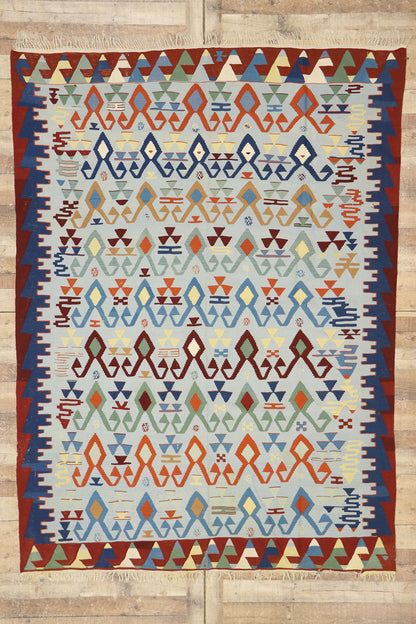 7 x 9 Vintage Persian Bijar Kilim Rug 77945
