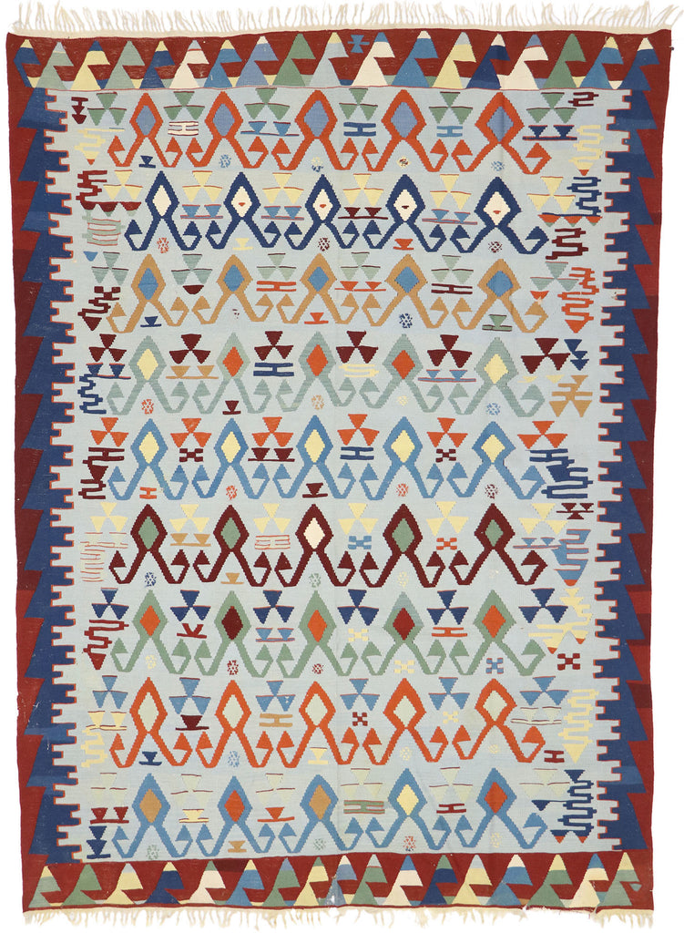 7 x 9 Vintage Persian Bijar Kilim Rug 77945