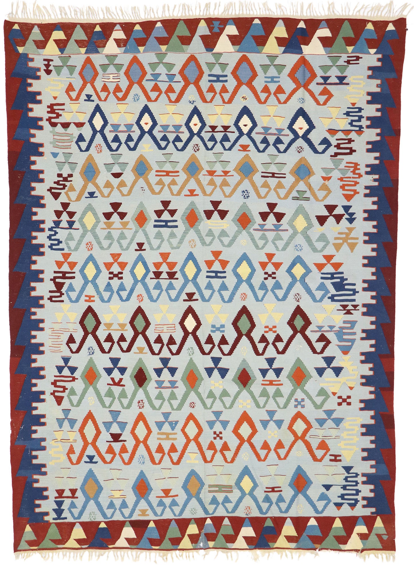 7 x 9 Vintage Persian Bijar Kilim Rug 77945