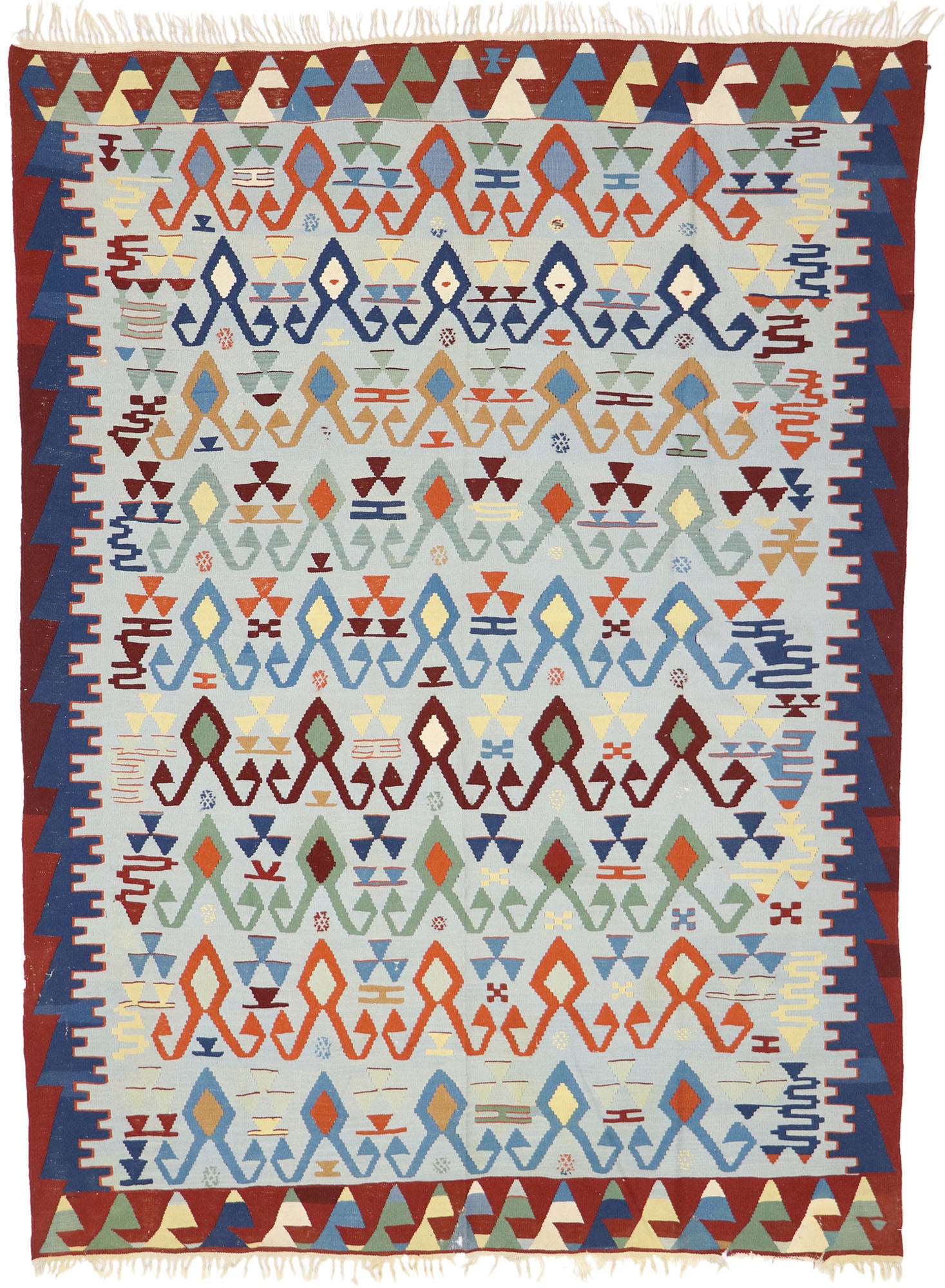 7 x 9 Vintage Persian Bijar Kilim Rug 77945