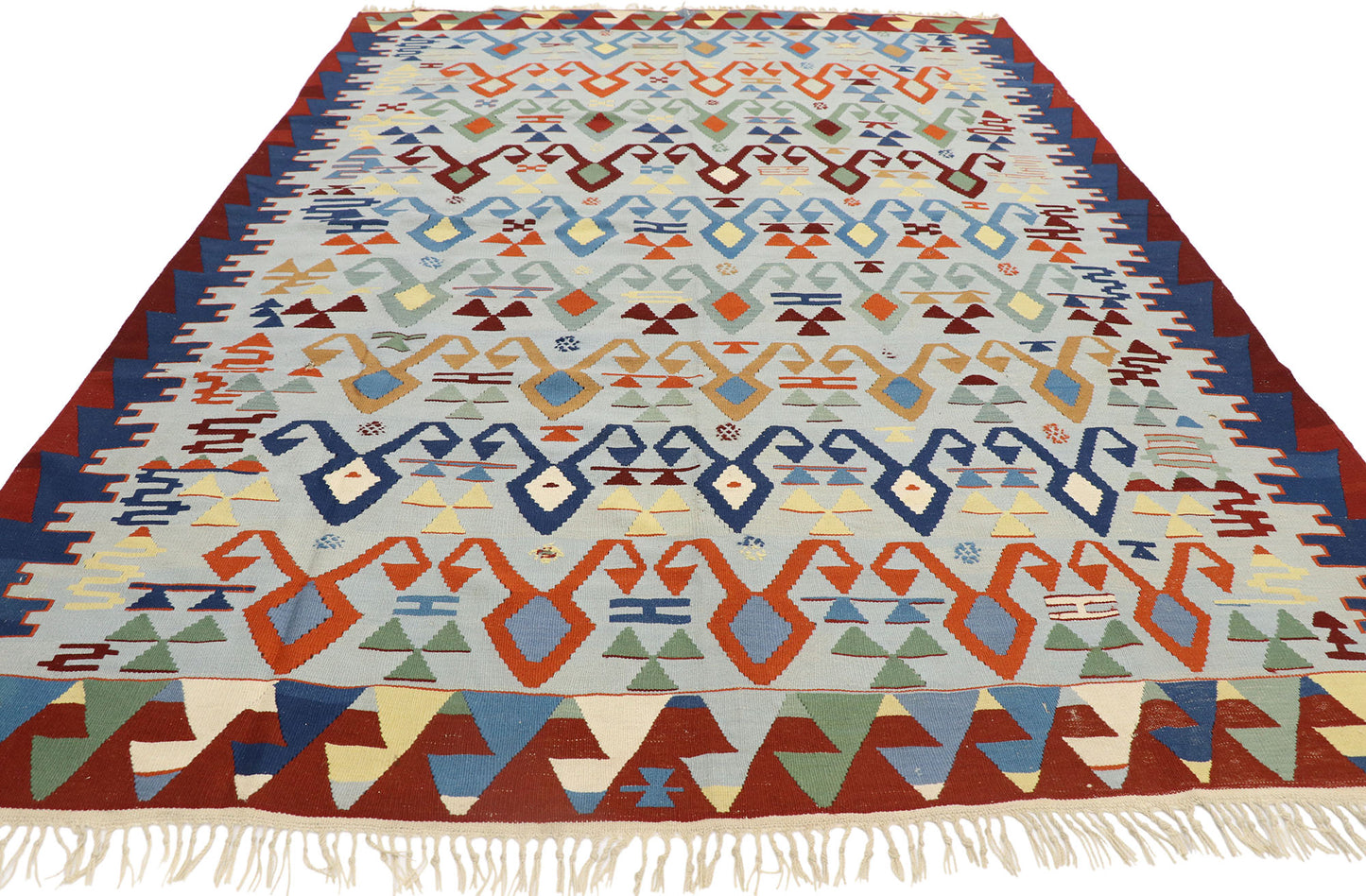 7 x 9 Vintage Persian Bijar Kilim Rug 77945