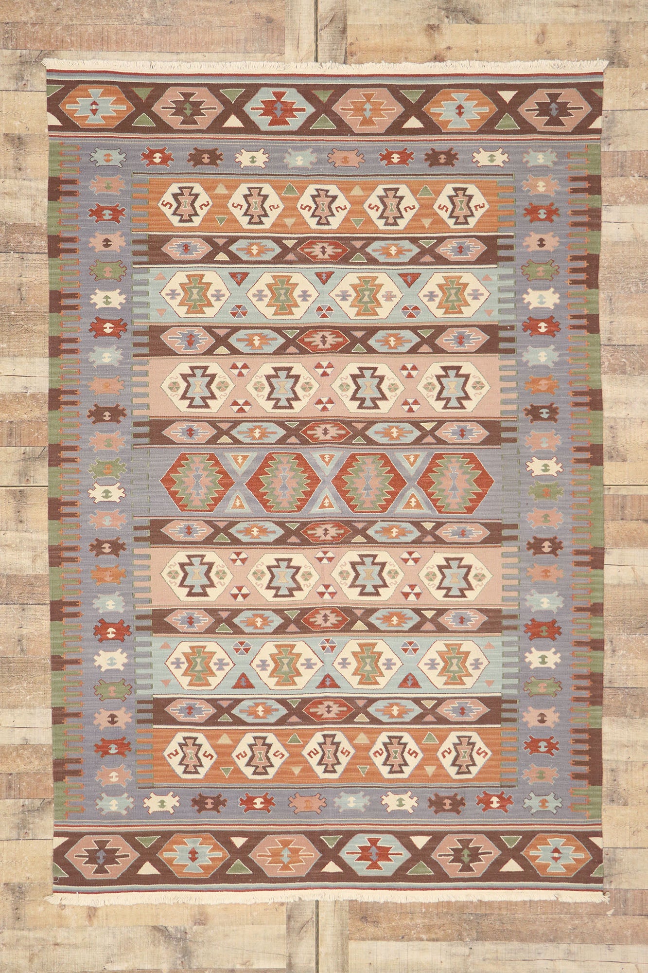 6 x 8 Vintage Persian Shiraz Kilim Rug 77946